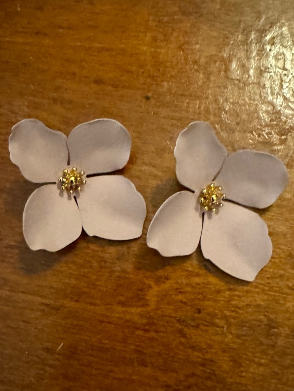 Pink Flower Stud Earrings with Gold Centers